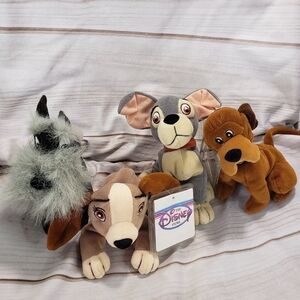 Lady & The Tramp Disney Stuffed Animals Set - Gray, Brown, Cream NWT.